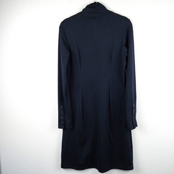 Title Nine‎ Black Mock Neck Stretch Dress Size Small Button Sleeve - Picture 2 of 9